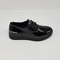 Кроссовки спортивные туфли женские кожаные (лакированые) черные