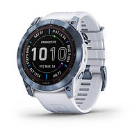 Смарт часы Garmin Fenix 7X Sapphire Solar Mineral Blue DLC Titanium with Whitestone Band