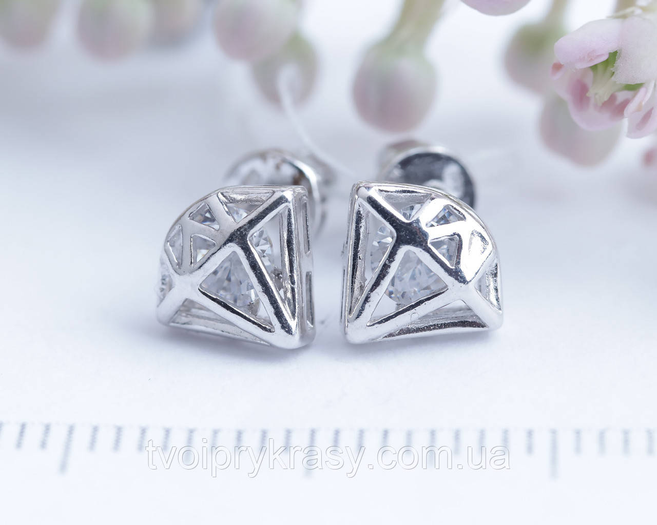 Срібні сережки-пусети "Crystal" Срібло 925°