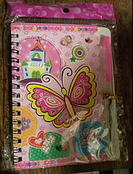 Блокнот на спіралі А-6 № А8803 "Єдинороги" з аплікацією (36л) А6_9,5*14см,лінія+ручка