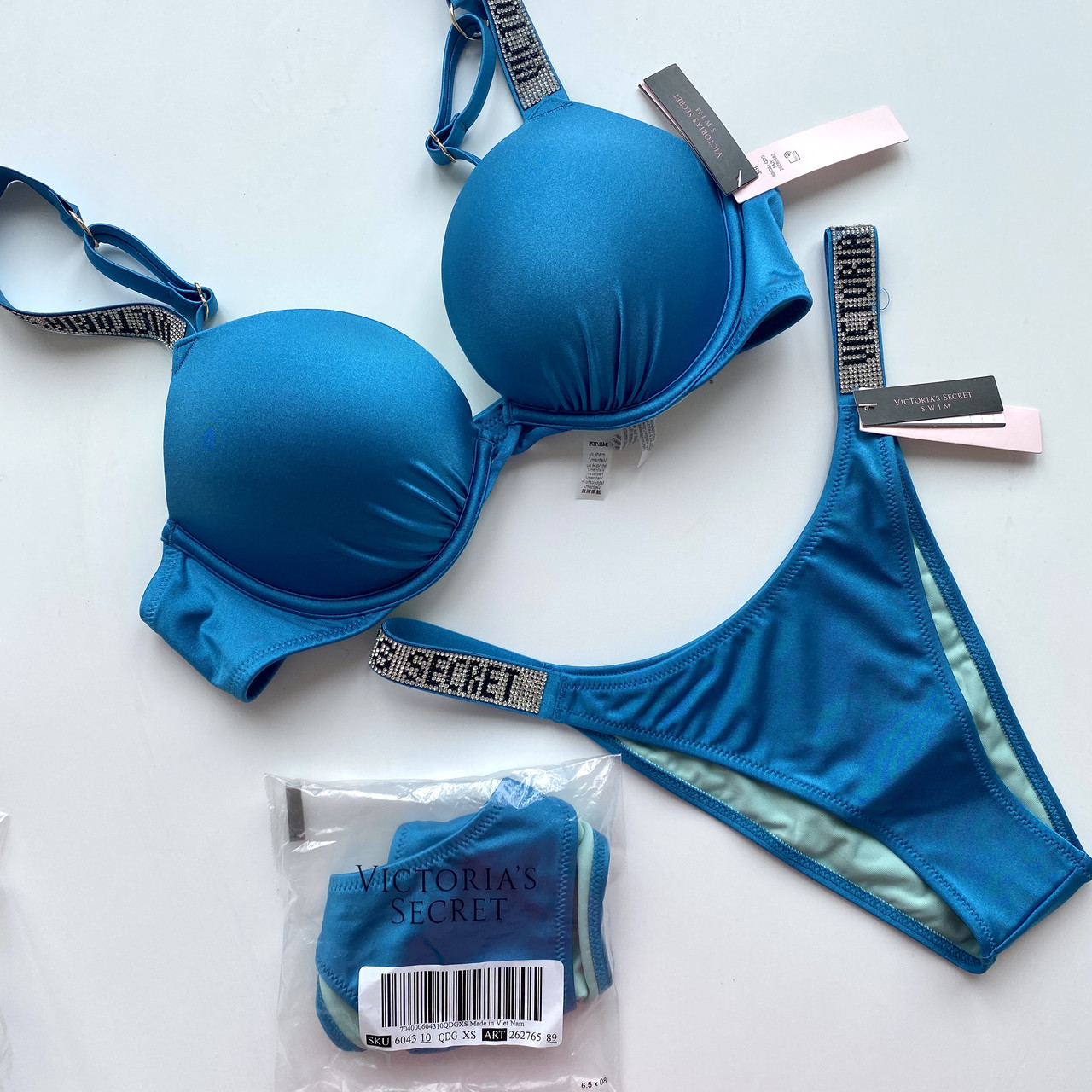 Купальник Victoria's Secret з push-up блакитний 32B (70B) + плавки XS  (ID#1432509764), цена: 3700 ₴, купити на