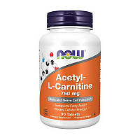 Ацетил-Л-карнитин Now Foods Acetyl-L-Carnitine 750 мг, 90 таблеток