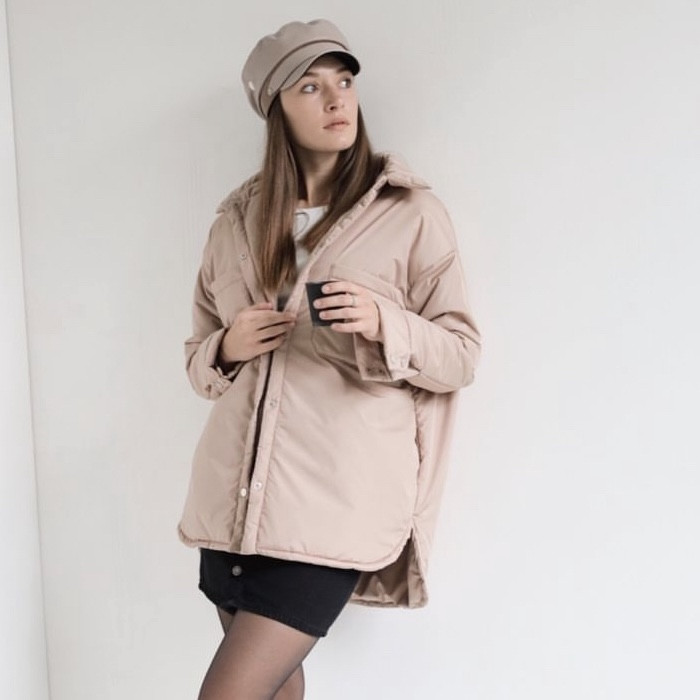Стильна жіноча куртка-сорочка з плащової тканини на силіконі  стиле «ZARA» розмір L