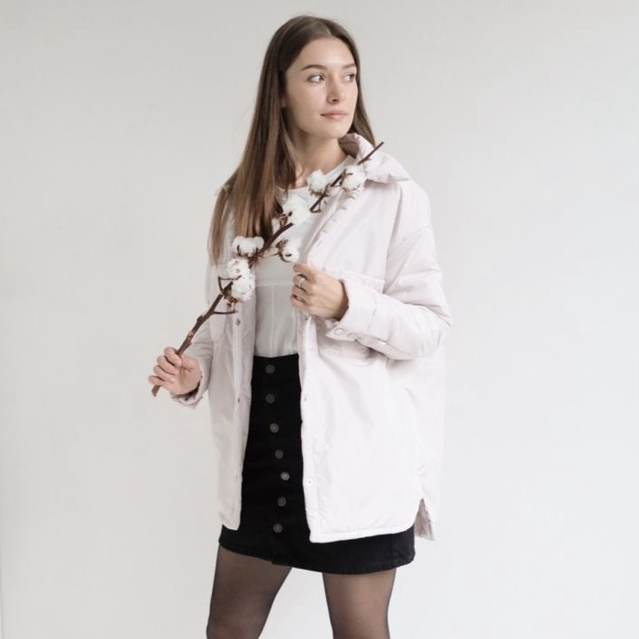 Стильна жіноча куртка-сорочка з плащової тканини на силіконі стиле «ZARA» розмір XL
