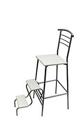 Барний стілець драбини зі спинкою хром/білий