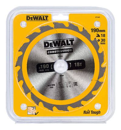 Диск пильний 190 х 30 (18Т) DeWALT DT1943, фото 3