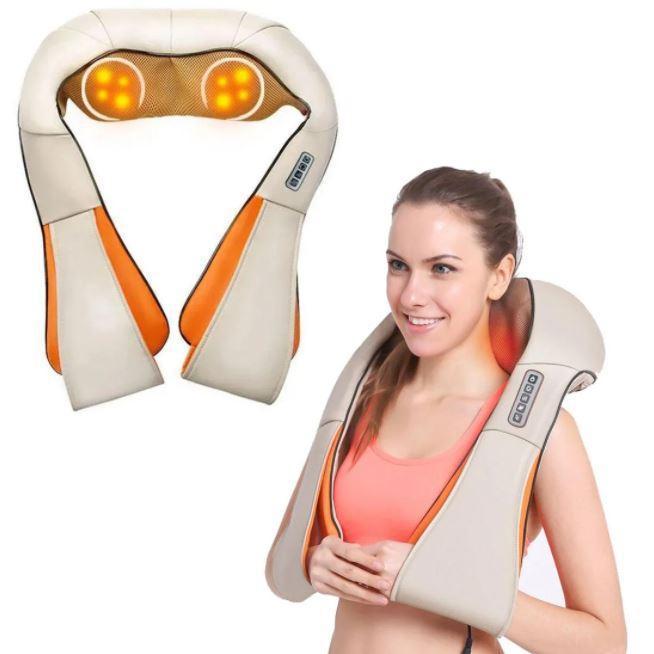 Роликовий масажер для шиї та плечей Supretto, електричний (електро) вібрамасажер для спини плечей та шийного, фото 1