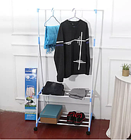 Двух ярусная передвижная напольная вешалка для одежды Clothes Rack Multi-Function, мобильная стойка для вещей