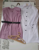 Детский комплект платье-рубашка + жилетка на девочку