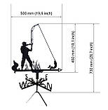 Флюгер Рибак зі щукою, Спінінгіст, флюгер на дах з металу 2 мм., фото 2