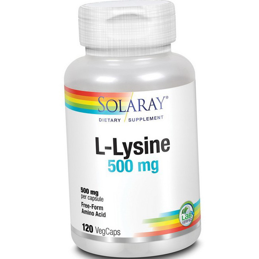 Л-амінокислота Лізин Solaray L-Lysine 500 mg 120 капсул вег, фото 1