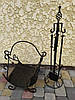 Комплект для каміна №5 чорний. Приладдя для каміна + Стійка + Дровниця, фото 7