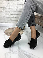 Женские кожаные туфли , женские туфли из натуральной кожи, женские туфли на низком каблучке черный, 37
