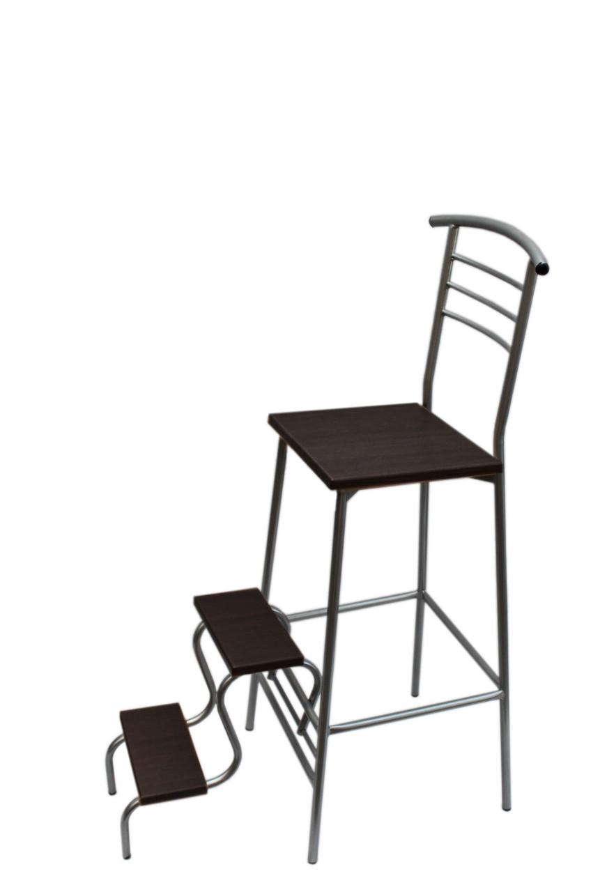 Барний стілець драбина з ручкою хром/венге, фото 1