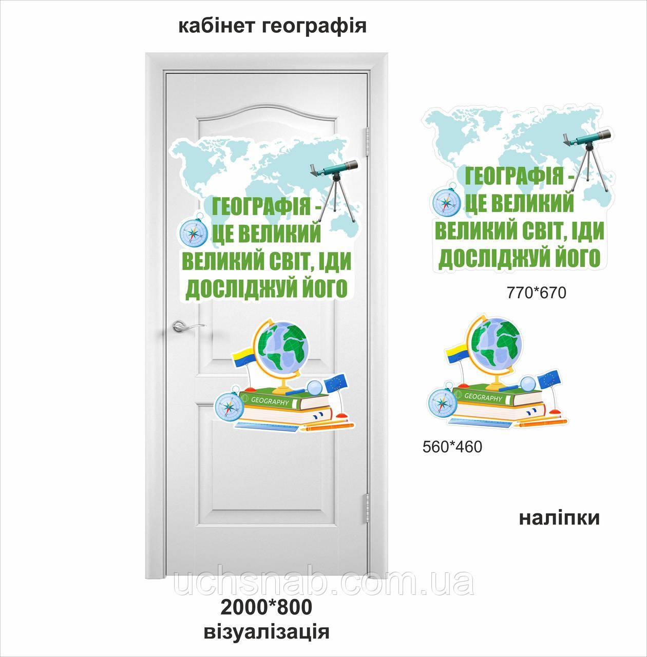 Наклейки на двері - оформлення в кабінет географії