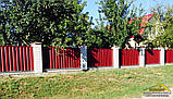 Паркан із профнастилу ЧЕРВОНОГО кольору RAL-3011, червоний профнастил для огорожі, купити профнастил, фото 5