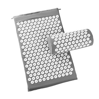 Килимок Acupressure mat ортопедичний масажний з подушкою Сірий 201255