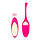 Віброяйце Rianne S: Pulsy Playball Deep Pink з вібруючим пультом Д/У, косметичка-чохол, 10 режимів роботи, фото 2