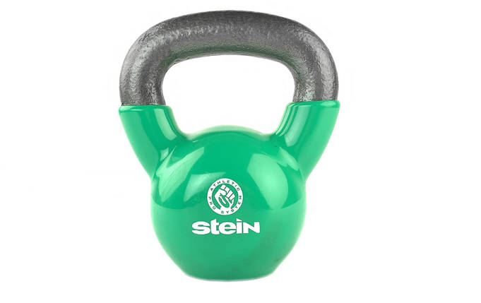 Вінілова гиря спортивна гиря для фітнесу з вініловим покриттям Stein 6 кг зелена, фото 2
