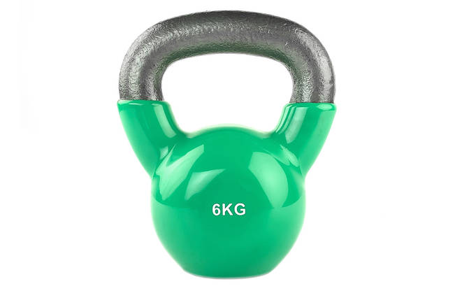Вінілова гиря спортивна гиря для фітнесу з вініловим покриттям Stein 6 кг зелена, фото 3