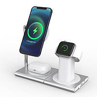 Беспроводное зарядное устройство 3 в1 MagSafe док станция Magnetic Wireless Charging Stand для iPhone AirPods