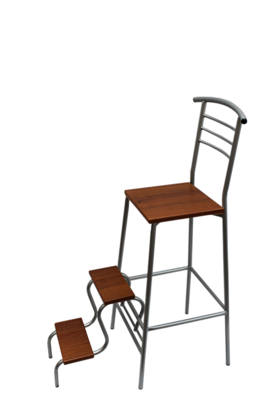 Високий барний стілець стрем'янка хром / горіх