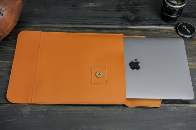 Шкіряний чохол для MacBook Air 13" (2018-2021) Дизайн №21, натуральна шкіра Grand, колір Бруштин, фото 1