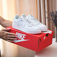 Женские белые низкие кожаные кроссовки Nike Air Force кросовки найк аир форс для девушки полностью белые