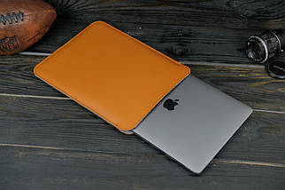 Шкіряний чохол для MacBookAir 13" (2018-2021) Дизайн №1 з повстю, натуральна шкіра Grand, колір Бруштин, фото 3