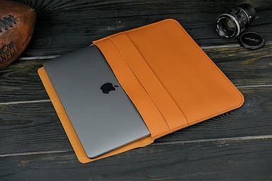 Шкіряний чохол для MacBook Дизайн №24, натуральна шкіра Grand, колір Бруштин