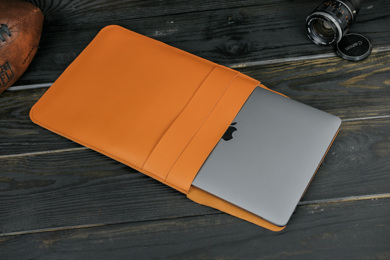 Шкіряний чохол для MacBook Air 13" (2018-2021) Дизайн №25, натуральна шкіра Grand, колір Бруштин