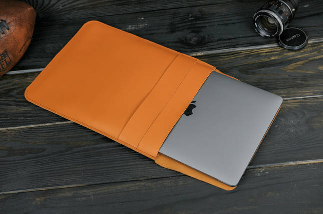 Шкіряний чохол для MacBook Air 13" (2018-2021) Дизайн №25, натуральна шкіра Grand, колір Бруштин, фото 1