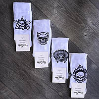 Носки мужские демисезонные хлопок Happy Socks, размер 41-45, высокие, белые, 02116