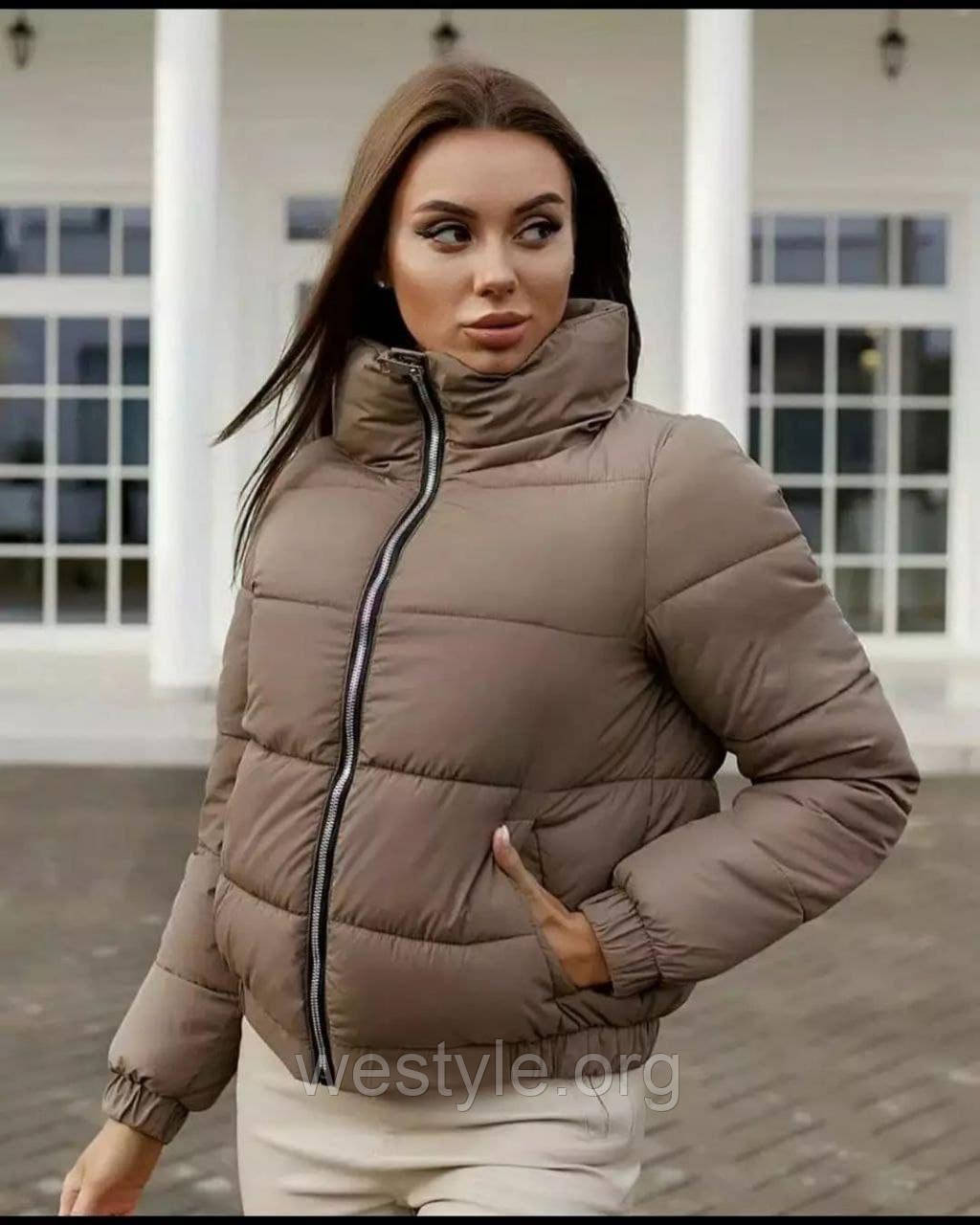 Куртка жіноча коротка дута осінньо-весняна — 005 колір моко