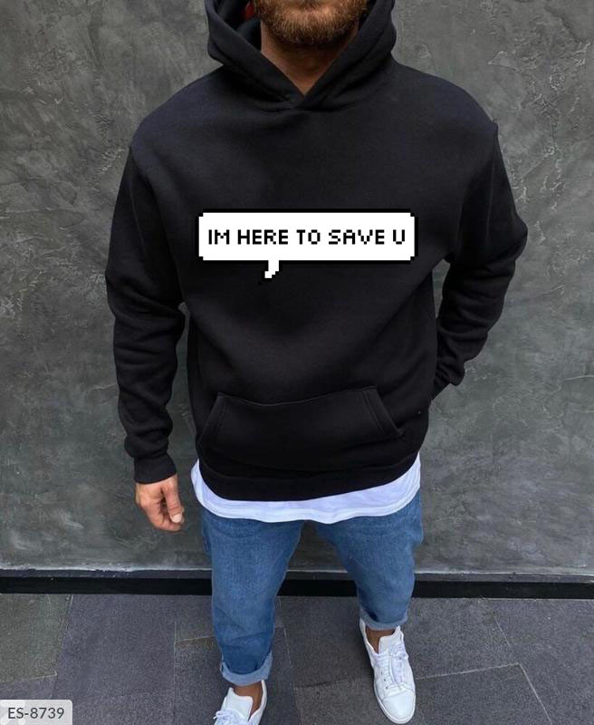 Чоловіче худі на флісі з принтом i'm HERE TO SAVE U, фото 1