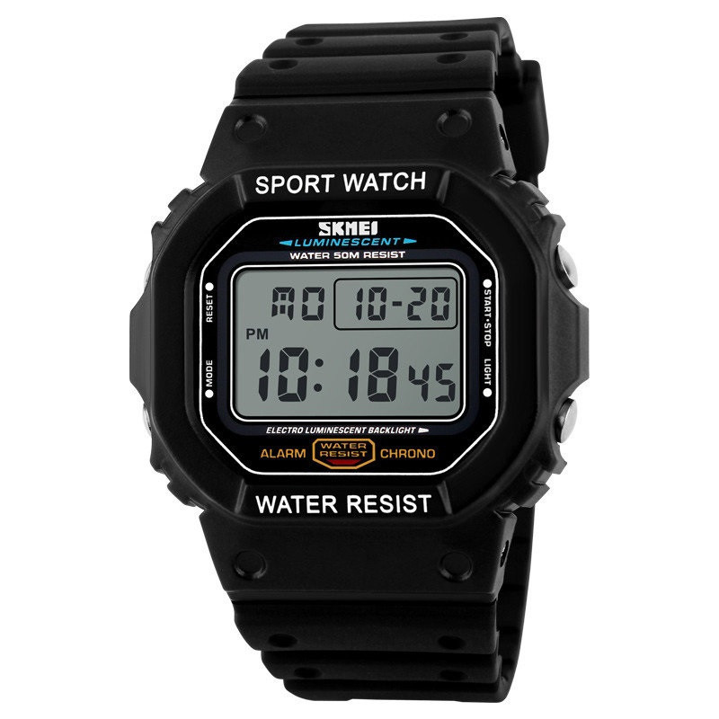 Мужские спортивные часы Skmei 1134 (Черные с белым экраном) - фото 1 - id-p1568758994