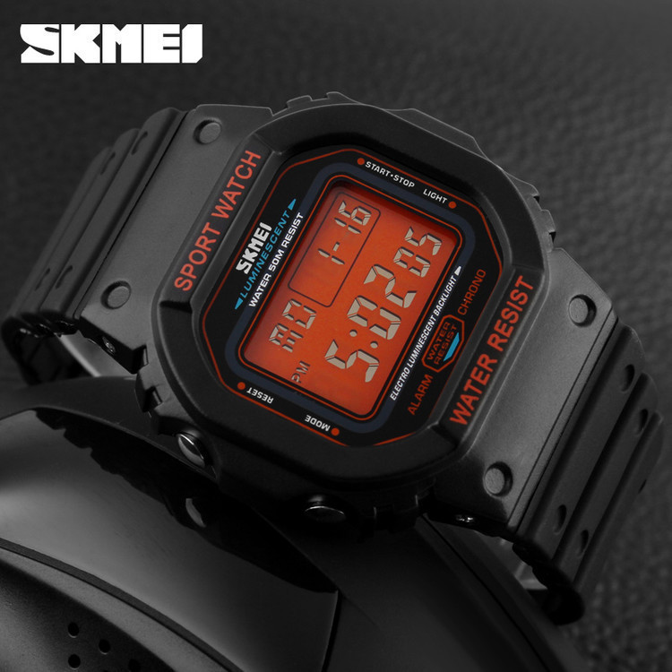 Мужские спортивные часы Skmei 1134 (Черные с оранжевым экраном) - фото 7 - id-p1568761980