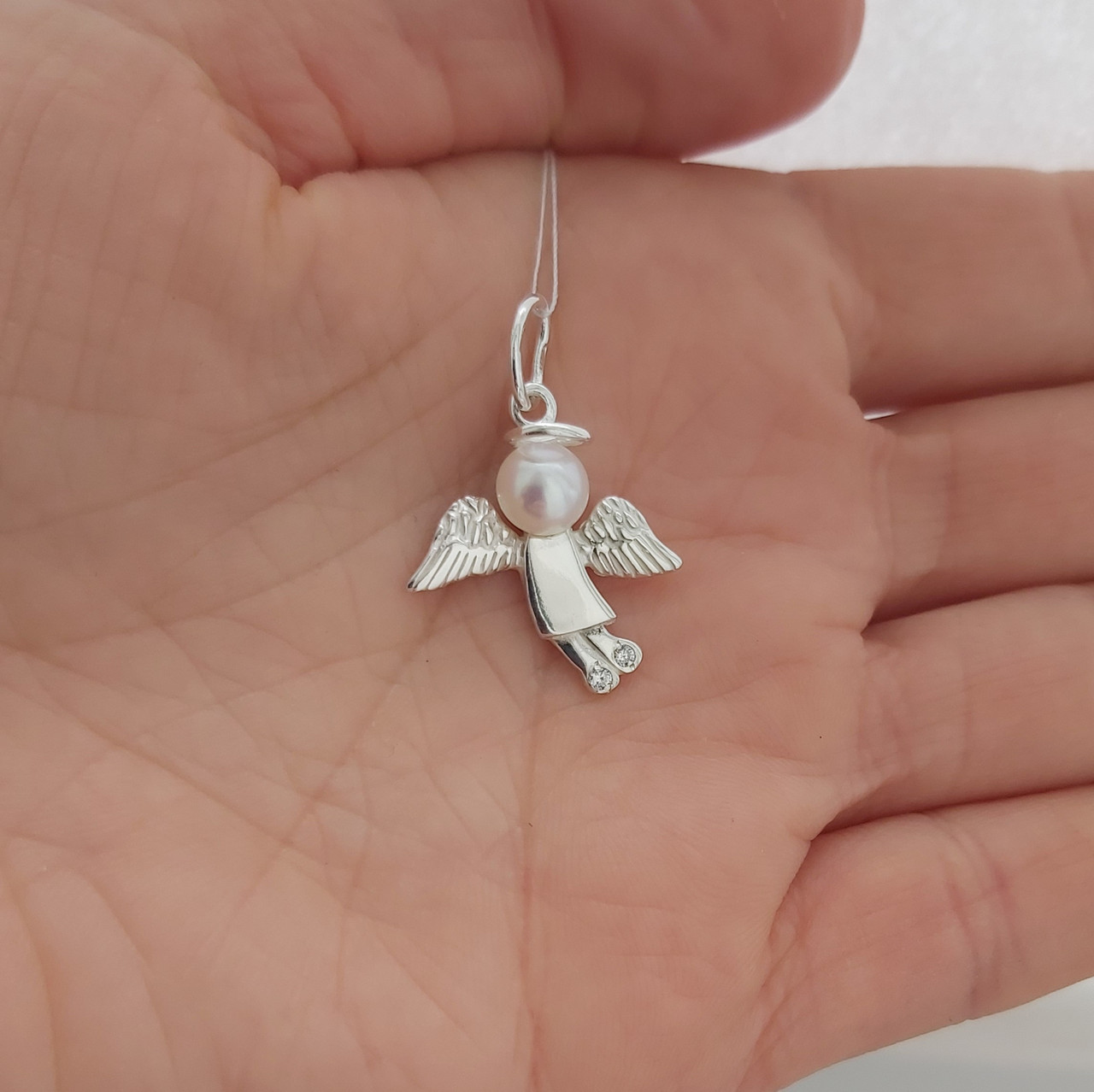 ПОДВЕСКА СЕРЕБРЯНАЯ КУЛОН ЖЕНСКИЙ "АНГЕЛ " С ЖЕМЧУГОМ (ПОДВЕС КУЛОН ...