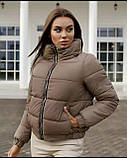 Куртка жіноча коротка дута осінньо-зимова — 005 зелений колір, фото 3