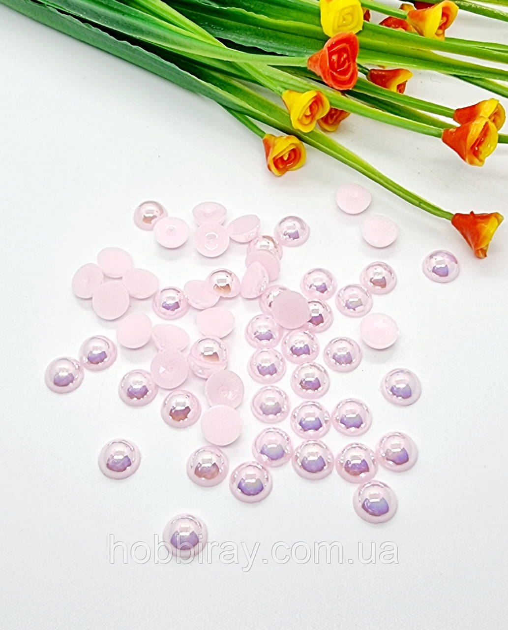 Полусусини перламутр.0,8см. Фасування 50 шт. Колір рожевий світлий., фото 1