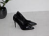 Туфлі лодочки на шпильці лаковані жіночі класика чорні, фото 6