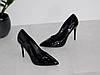 Туфлі лодочки на шпильці лаковані жіночі класика чорні, фото 3
