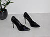 Туфлі лодочки на шпильці лаковані жіночі класика чорні, фото 9