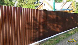 Профнастил коричневого кольору для паркану RAL-8017, коричневий металопрофіль для паркану, профлист коричневий