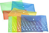 Папка-конверт на кнопці А4 ООПТ 180мкм My clear bag мікс кольорів