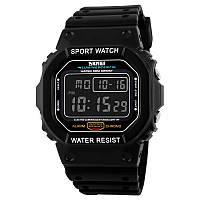 Мужские наручные спортивные часы Skmei 1134 (Черные с черным цифебрлатом)