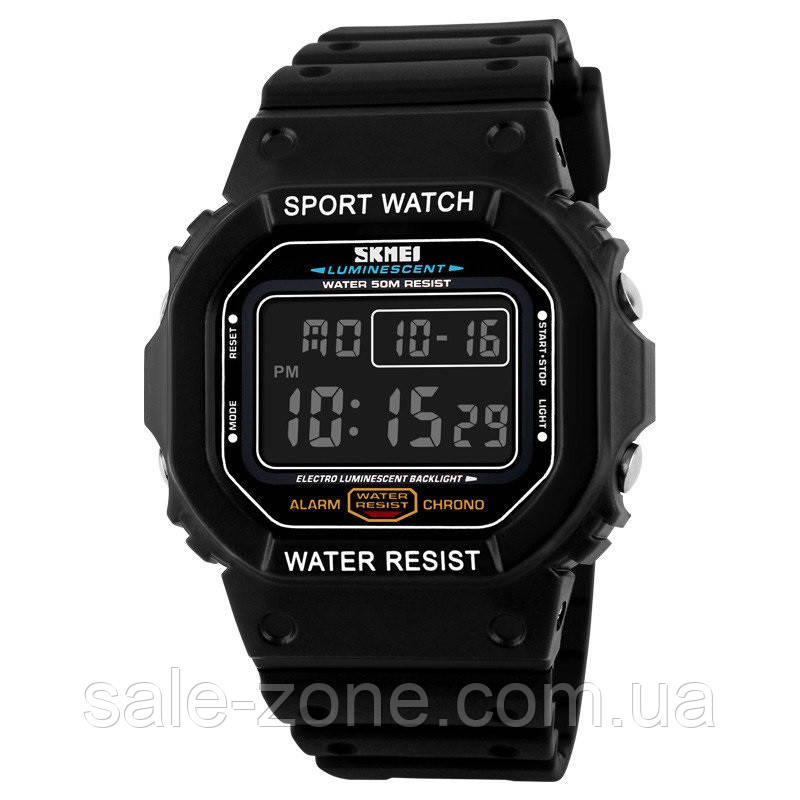 Мужские наручные спортивные часы Skmei 1134 (Черные с черным цифебрлатом) - фото 1 - id-p1568789887