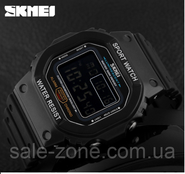 Мужские наручные спортивные часы Skmei 1134 (Черные с черным цифебрлатом) - фото 7 - id-p1568789887
