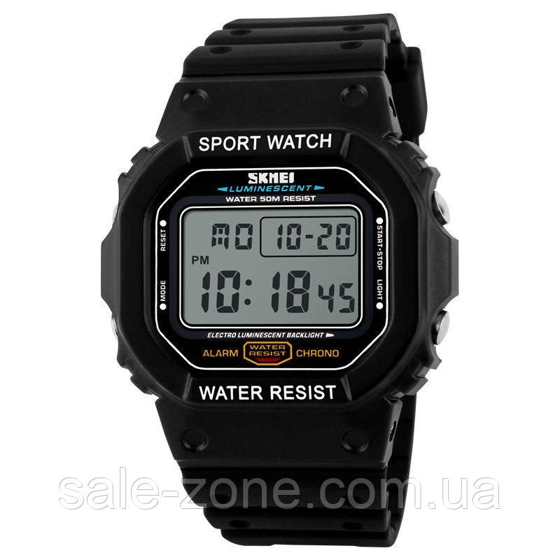 Мужские наручные спортивные часы Skmei 1134 (Черные с белым цифебрлатом) - фото 1 - id-p1568795071