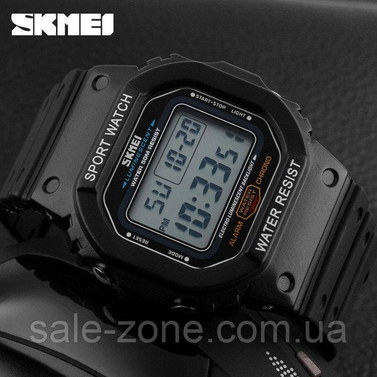 Мужские наручные спортивные часы Skmei 1134 (Черные с белым цифебрлатом) - фото 5 - id-p1568795071